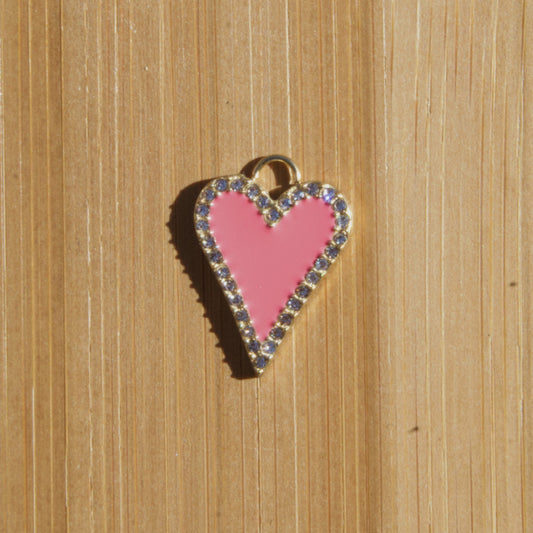 Breloque cœur diamant rose
